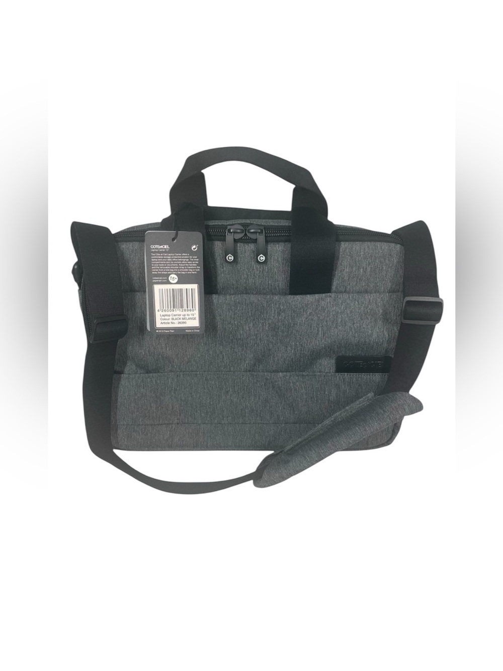 NEW Cote et Ciel 15” Laptop Bag Travel Messenger Briefcase Black Melange NWT